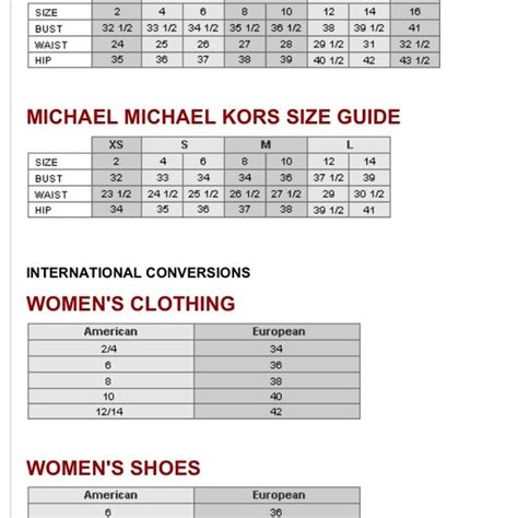 michael kors footwear size chart|michael kors swimsuit size chart.